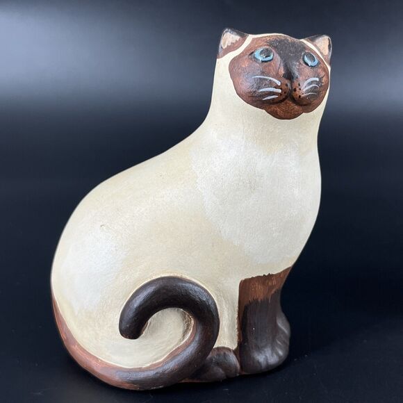 Vintage 1989 Artisans Cat Chalk Ware Figurines Folk Art Unique Designs Set 2 - Picture 9 of 16